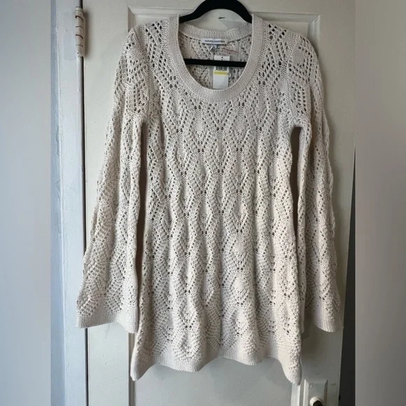 NWT Autumn Cashmere Wool Knit Crochet Dress M - Picture 2 of 9